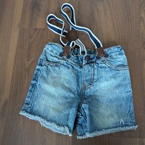 Baby Blue Denim Shorts with Suspenders